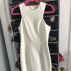 H&M White Textured Midi Dress
